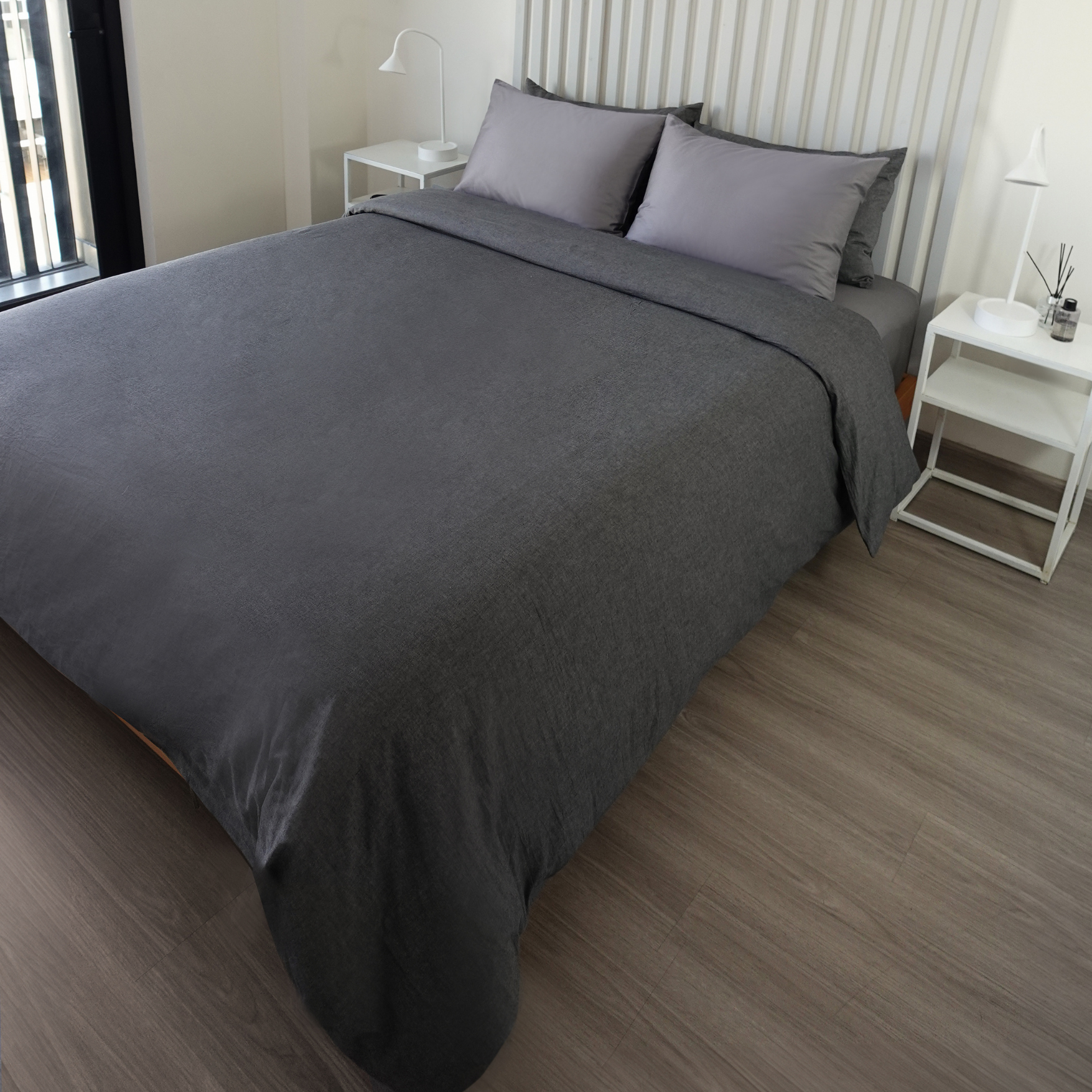 FUNDA DE PLUMÓN LINEN LOOK CHARCOAL