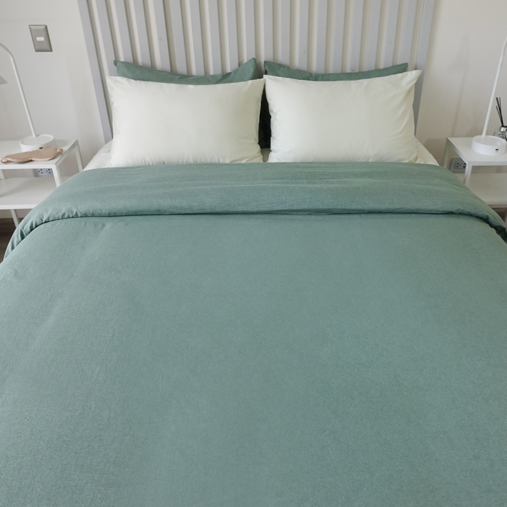 FUNDA DE PLUMÓN LINEN LOOK VERDE OLIVO