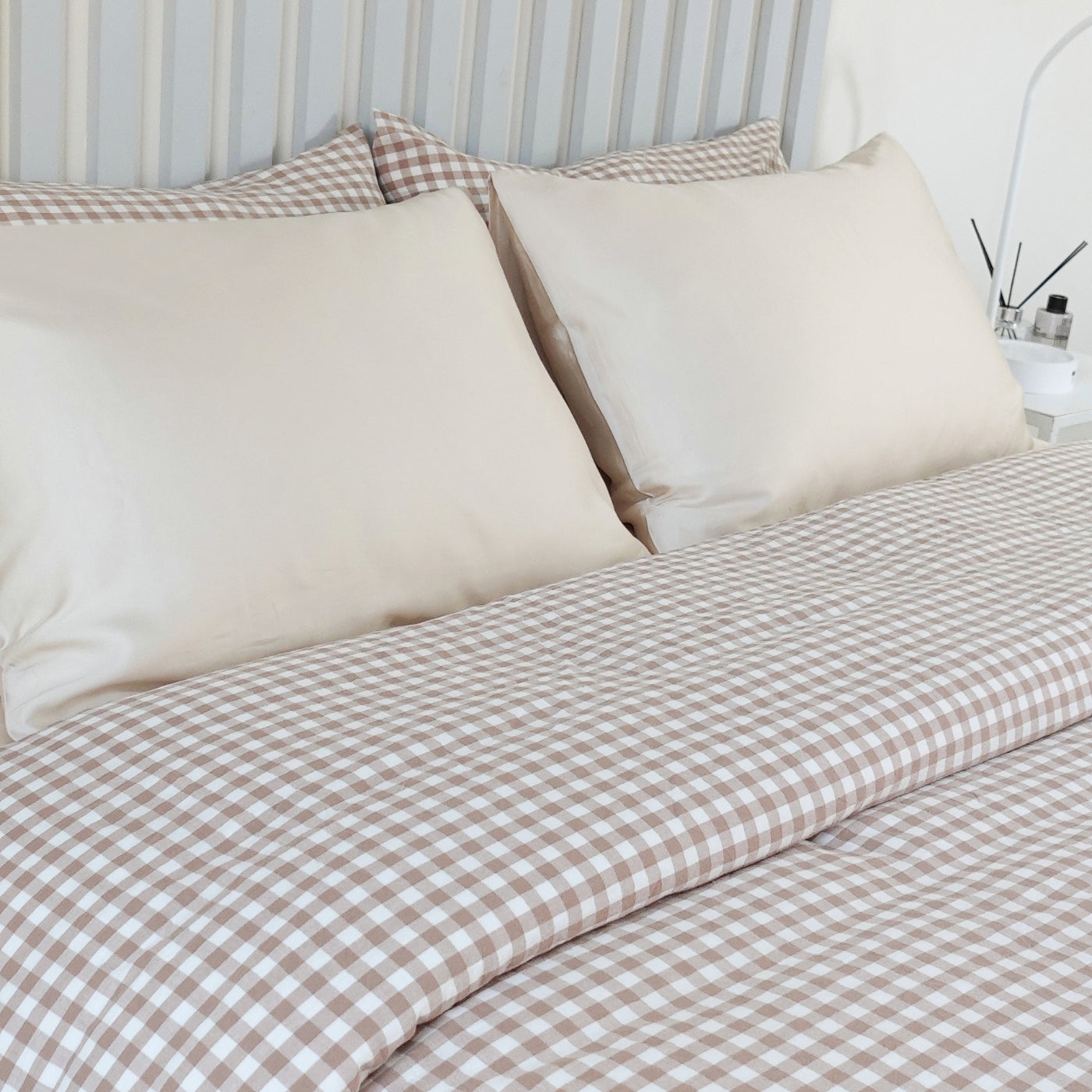 FUNDA DE PLUMÓN LINEN LOOK VICHY BEIGE