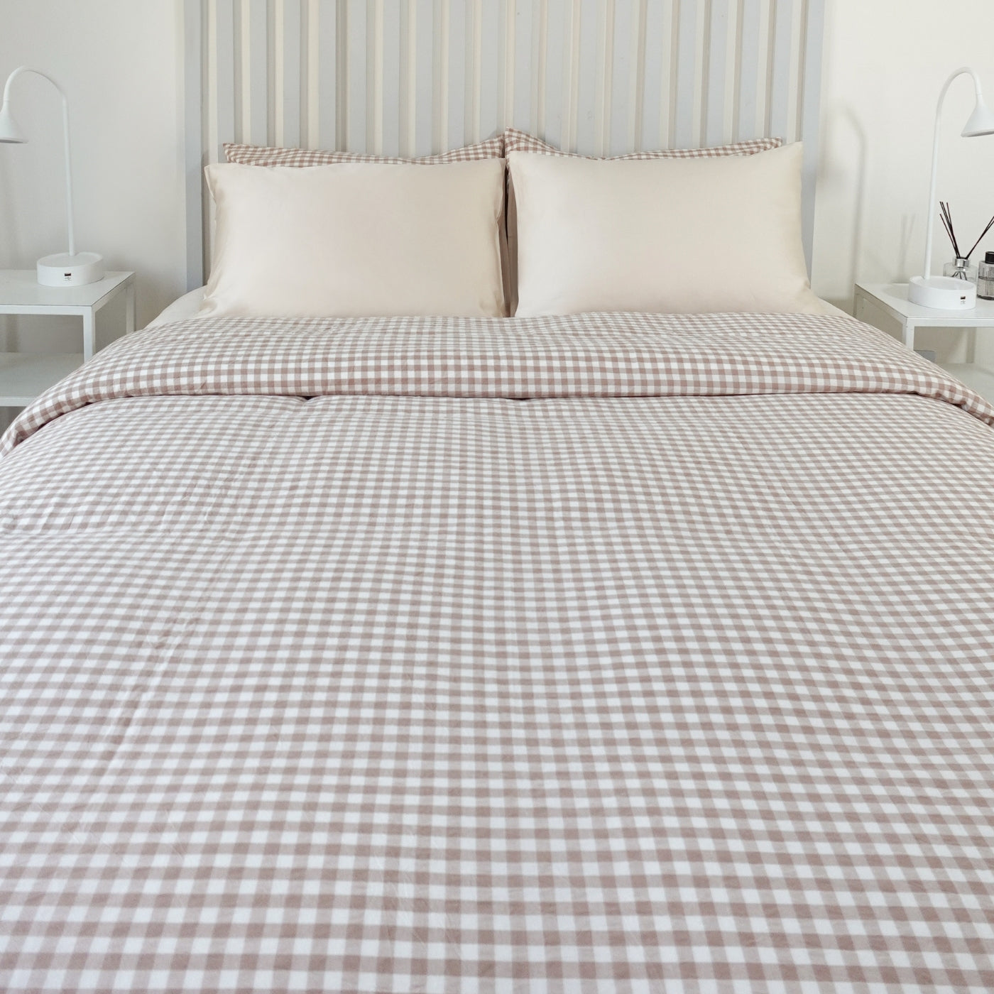 FUNDA DE PLUMÓN LINEN LOOK VICHY BEIGE