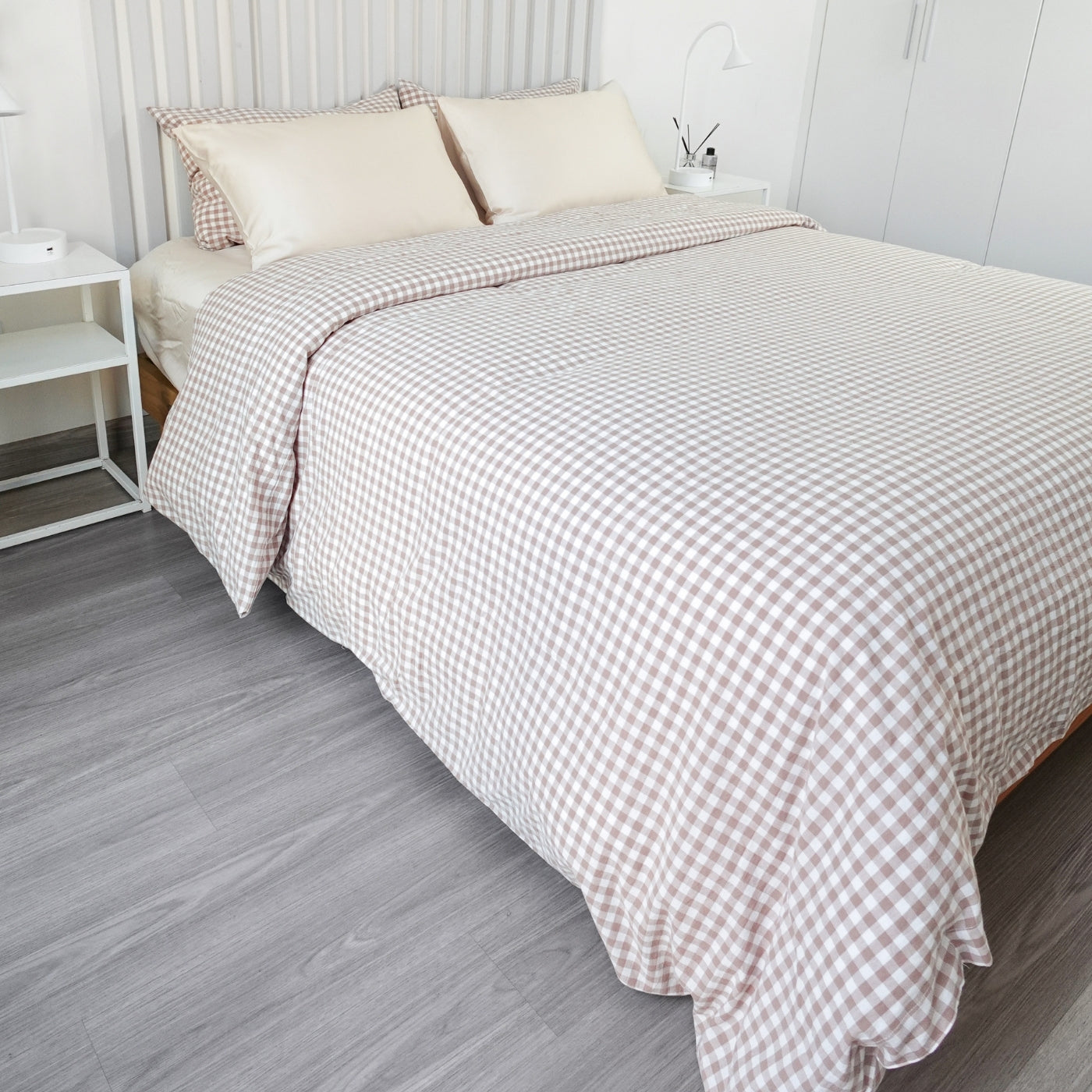 FUNDA DE PLUMÓN LINEN LOOK VICHY BEIGE