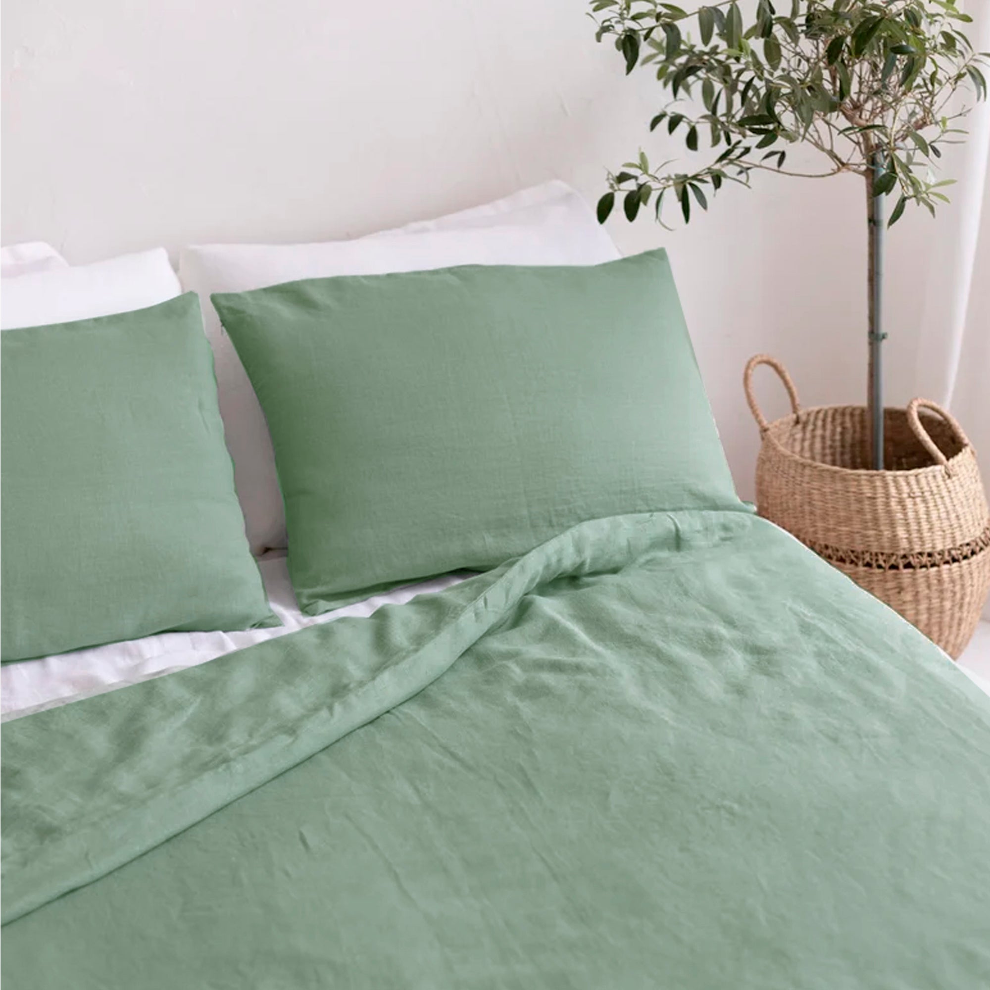 FUNDA DE PLUMÓN LINEN LOOK VERDE OLIVO OSCURO