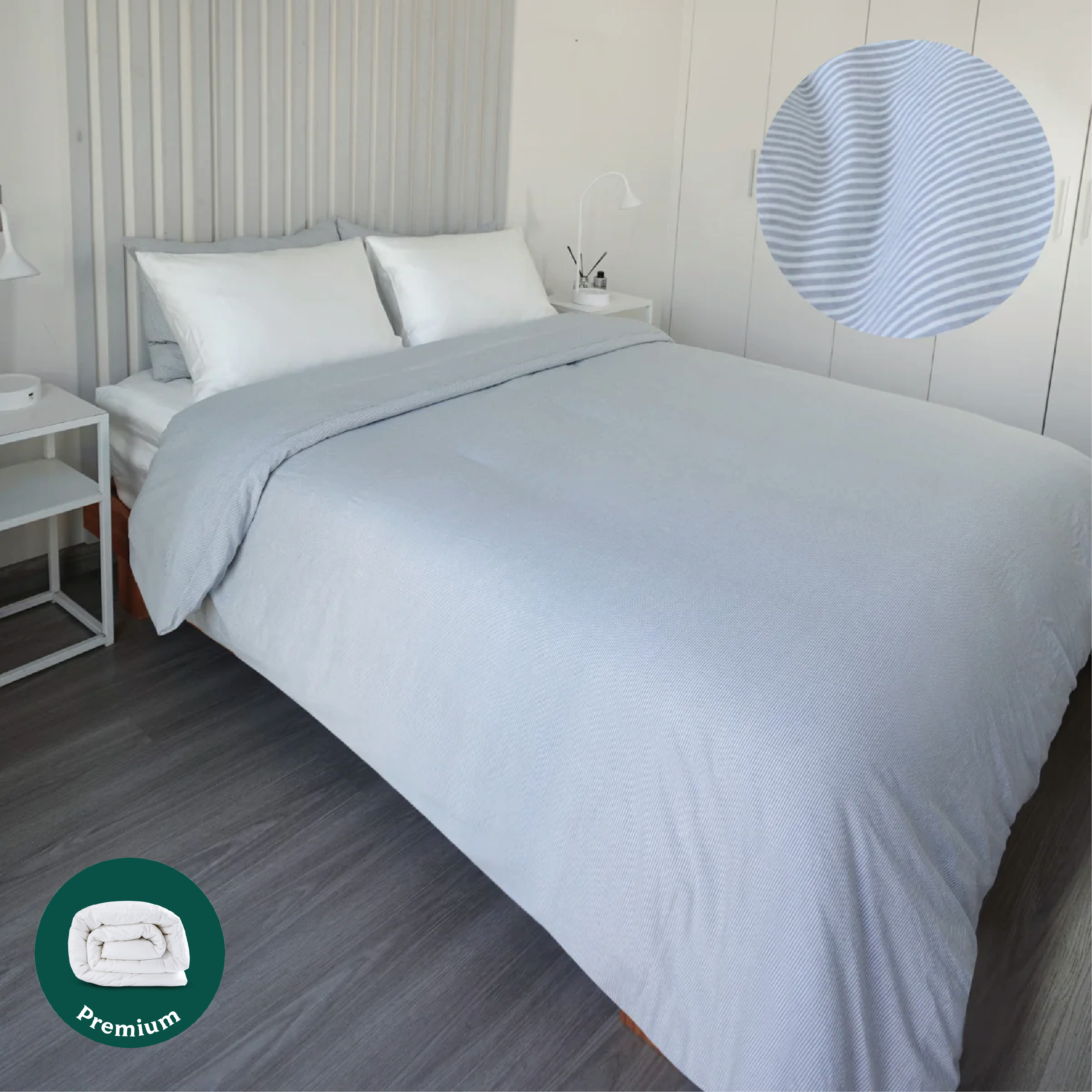 PACK PLUMÓN HIPOALERGÉNICO PREMIUM + FUNDA DE PLUMÓN BLUE STRIPES