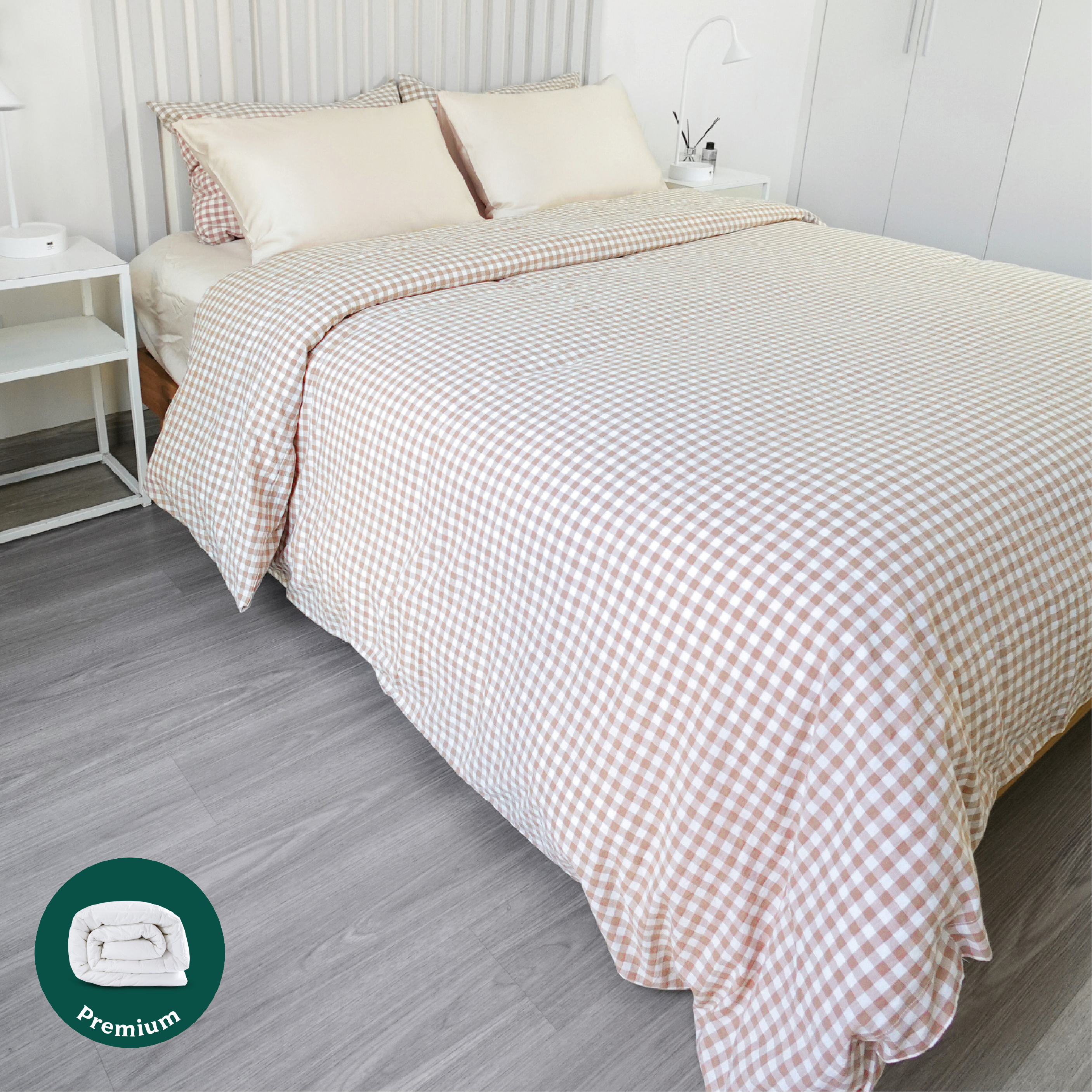 PACK PLUMÓN HIPOALERGÉNICO PREMIUM + FUNDA DE PLUMÓN VICHY BEIGE