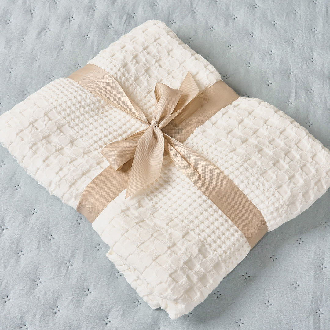 MANTA DECORATIVA WAFFLE WHITE