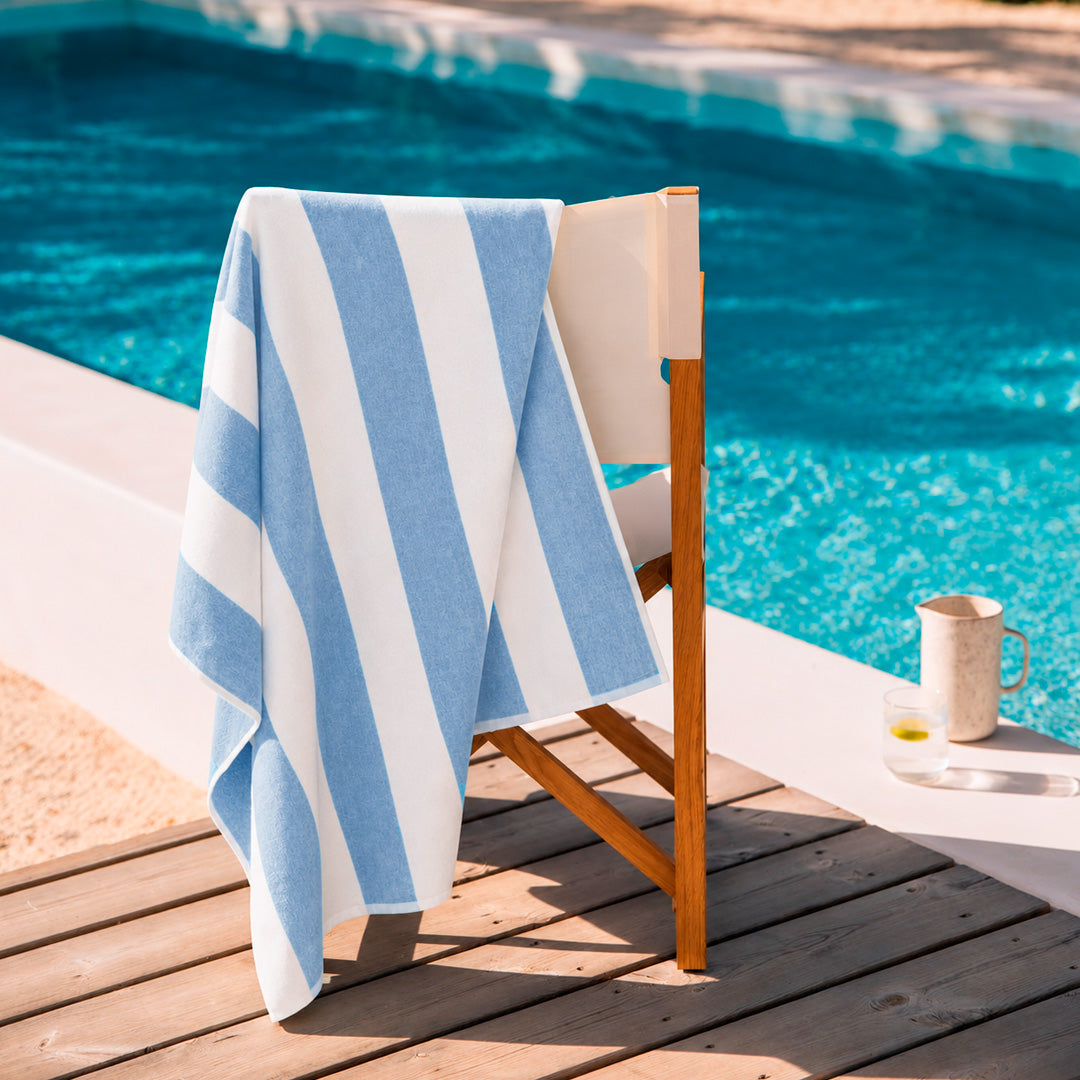 TOALLA DE PLAYA STRIPES LIGHT BLUE