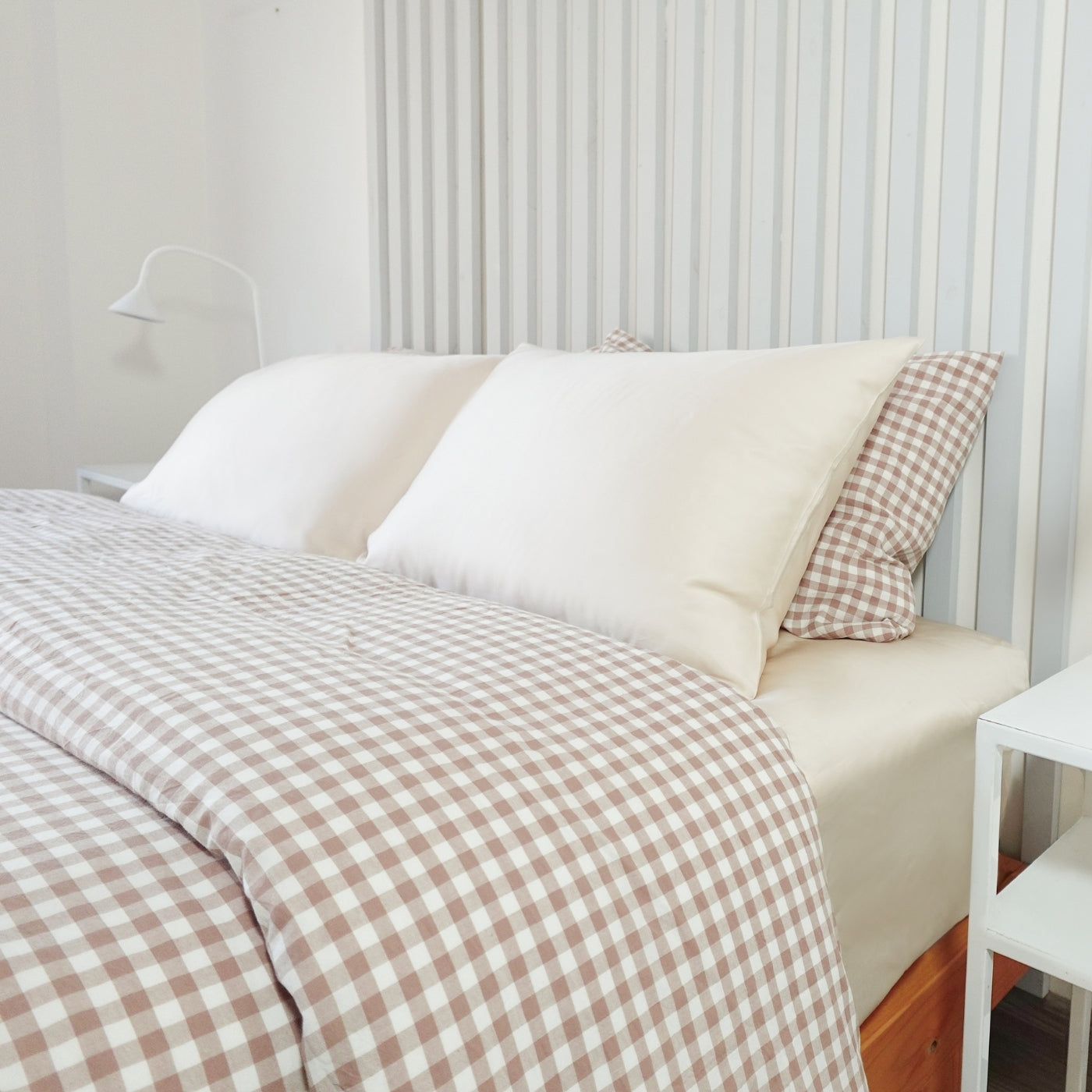 FUNDA DE PLUMÓN LINEN LOOK VICHY BEIGE