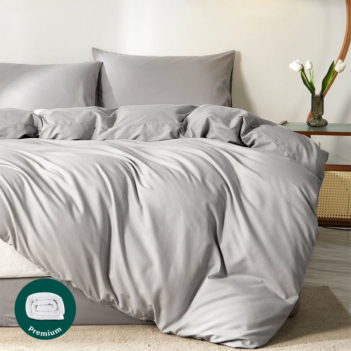 PACK PLUMÓN HIPOALERGÉNICO PREMIUM + FUNDA DE PLUMÓN SATÍN GRIS