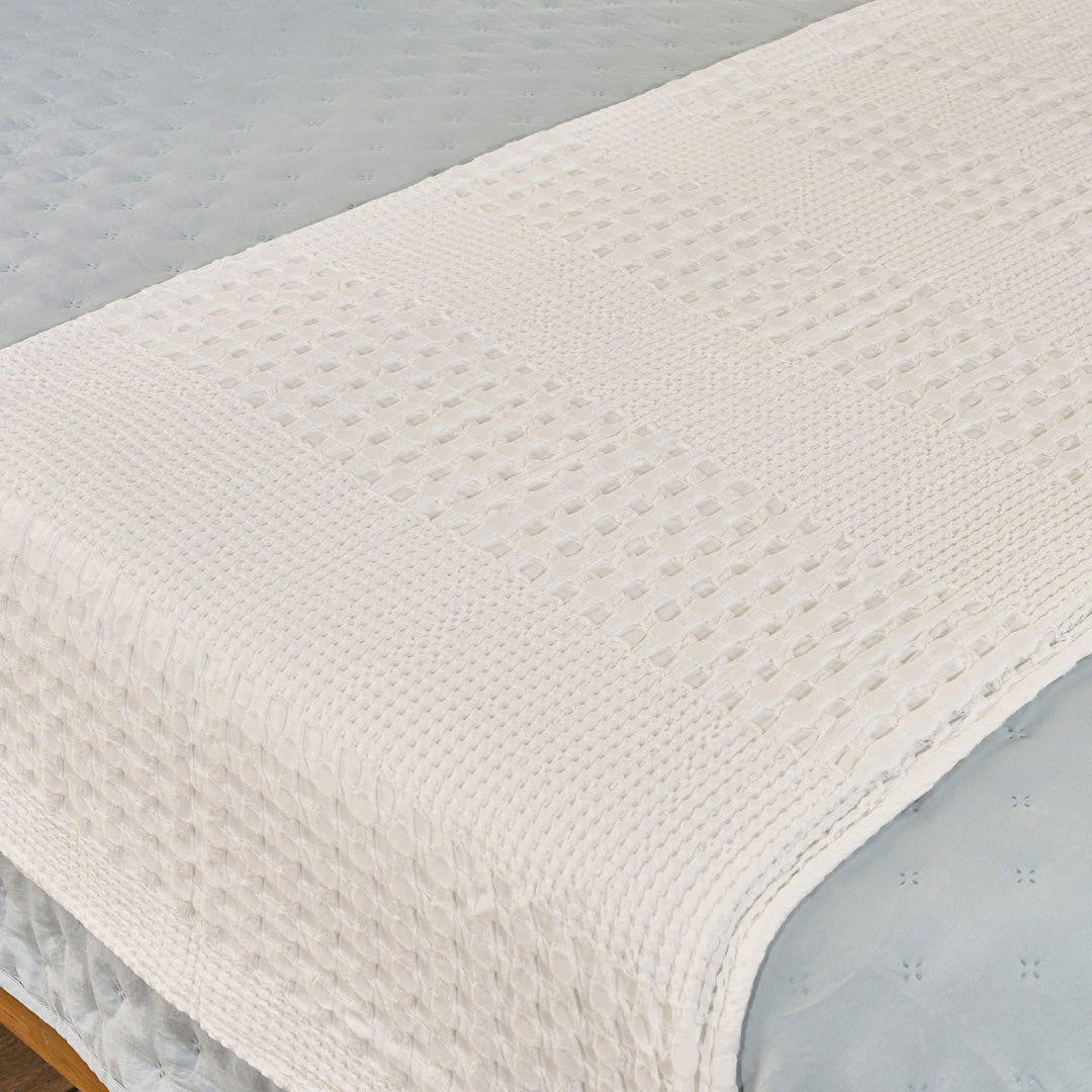 MANTA DECORATIVA WAFFLE WHITE